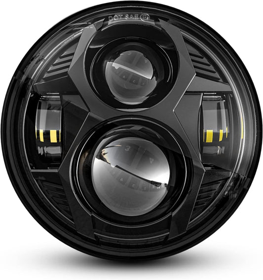 Goolight 51W 5-3/4 5.75 inch Motorcycles LED Headlight with EMC Compatible with Iron 883 Dyna Street Bob Super Wide  Low Rider Night Rod Train Softail Deuce Custom Sportster,Black