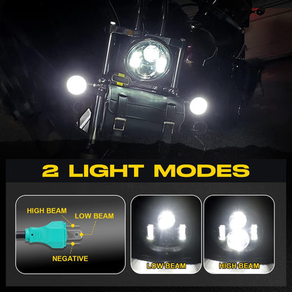 Goolight 51W 5-3/4 5.75 inch Motorcycles LED Headlight with EMC Compatible with Iron 883 Dyna Street Bob Super Wide  Low Rider Night Rod Train Softail Deuce Custom Sportster,Black