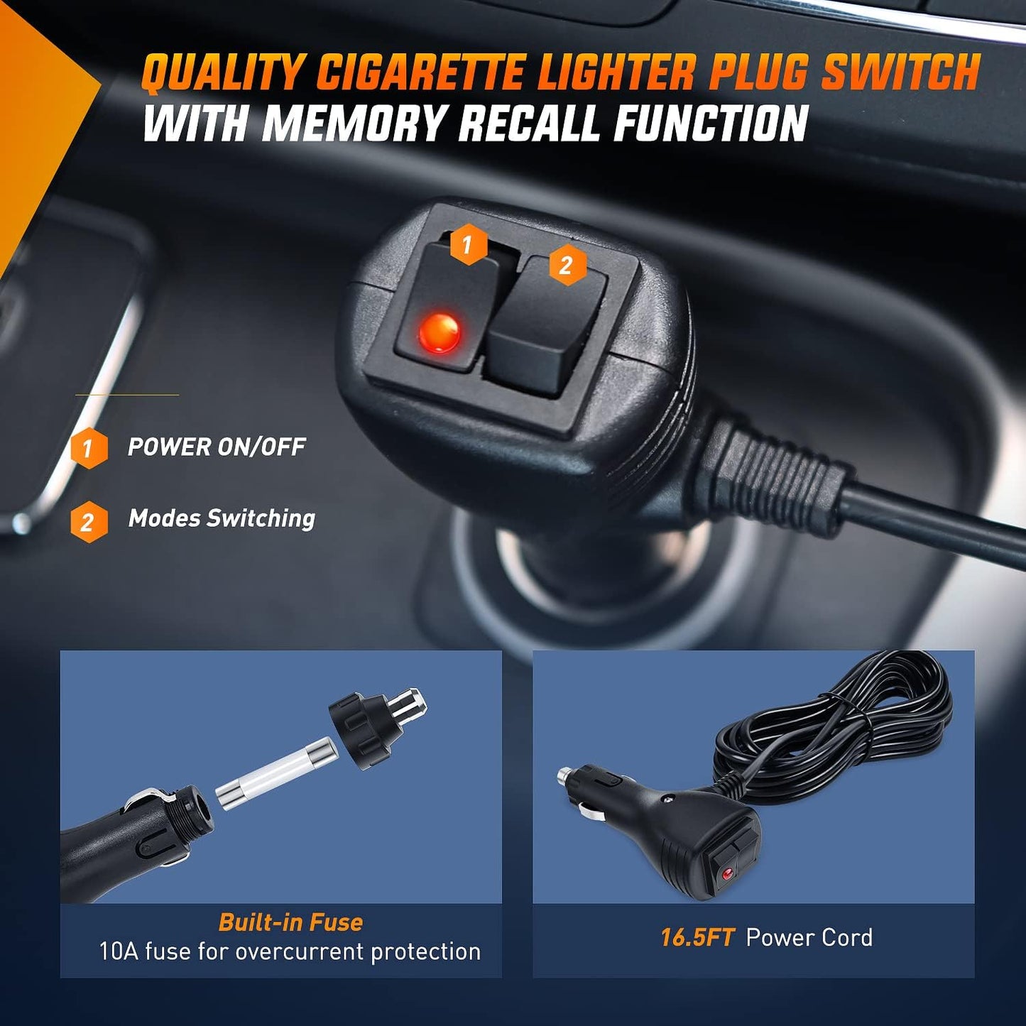 Goolight Traffic Advisor Emergency Strobe Light Bar 2 in 1 17Inch 32LED 23 Flash Patterns Directional Safety Warning Lights with Cigar Lighter on Trucks Police Construction Vehicles