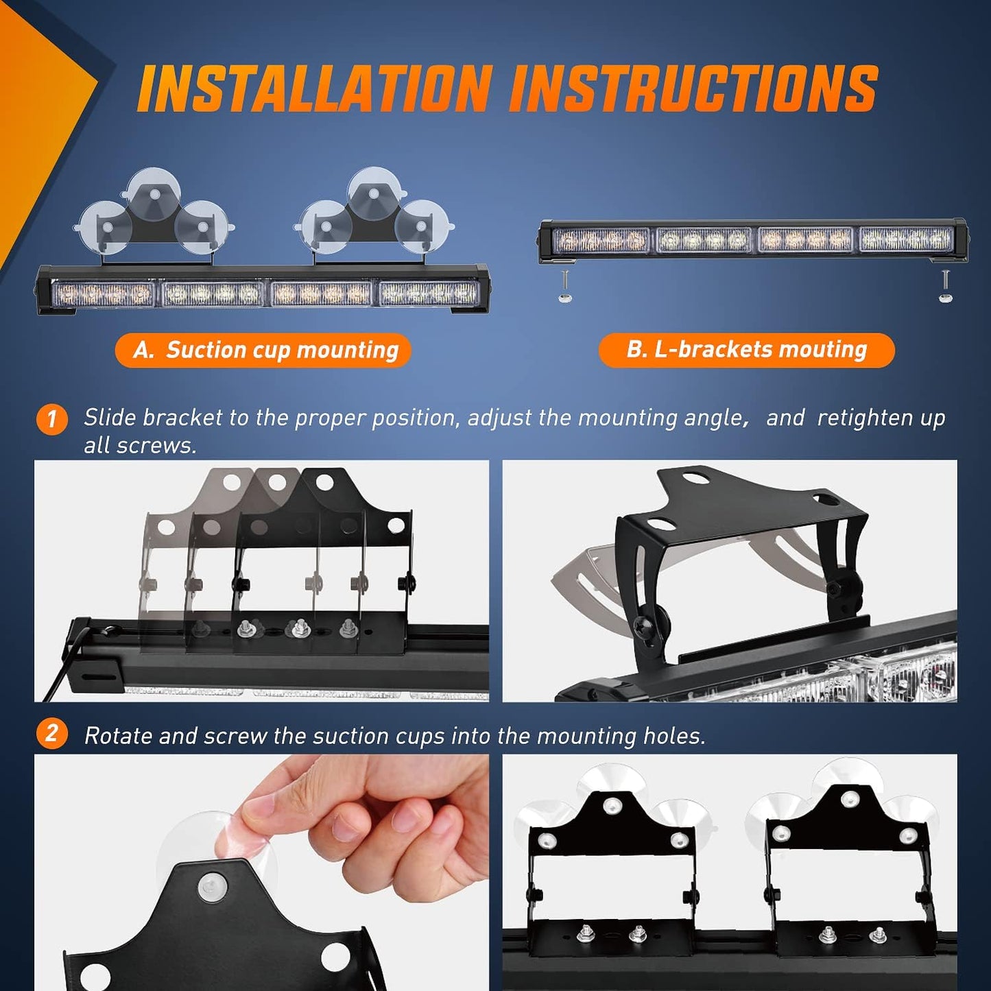 Goolight Traffic Advisor Emergency Strobe Light Bar 2 in 1 17Inch 32LED 23 Flash Patterns Directional Safety Warning Lights with Cigar Lighter on Trucks Police Construction Vehicles
